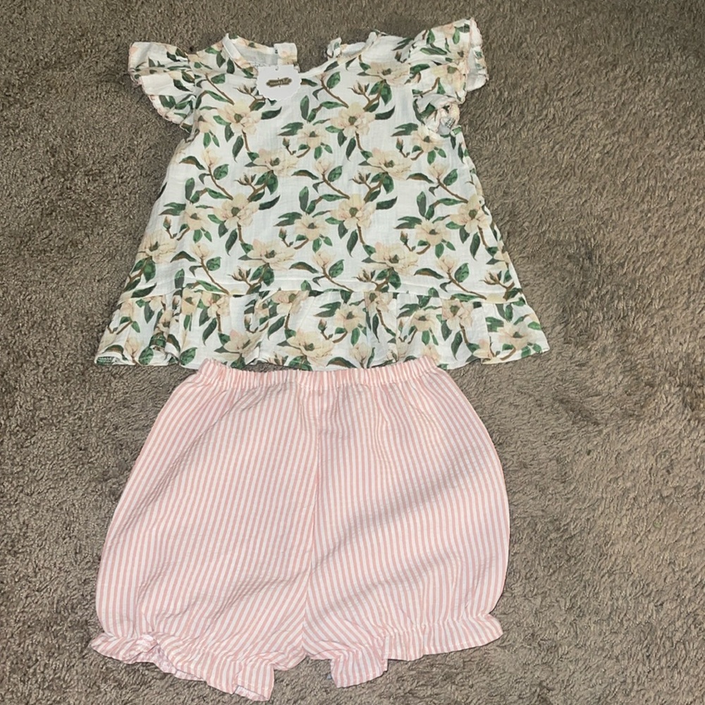 Mud pie girls linen matching set
